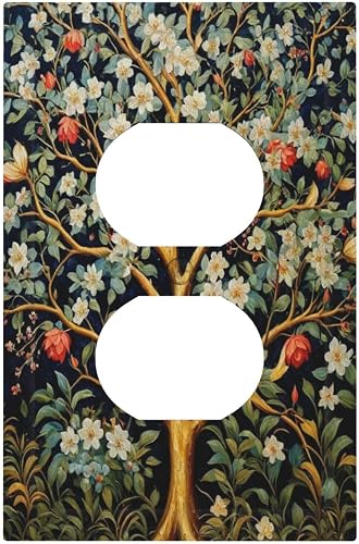 WUYOCHA Colorful Tree with Flowers on Branches and Leaves Single Duplex Wall Pla