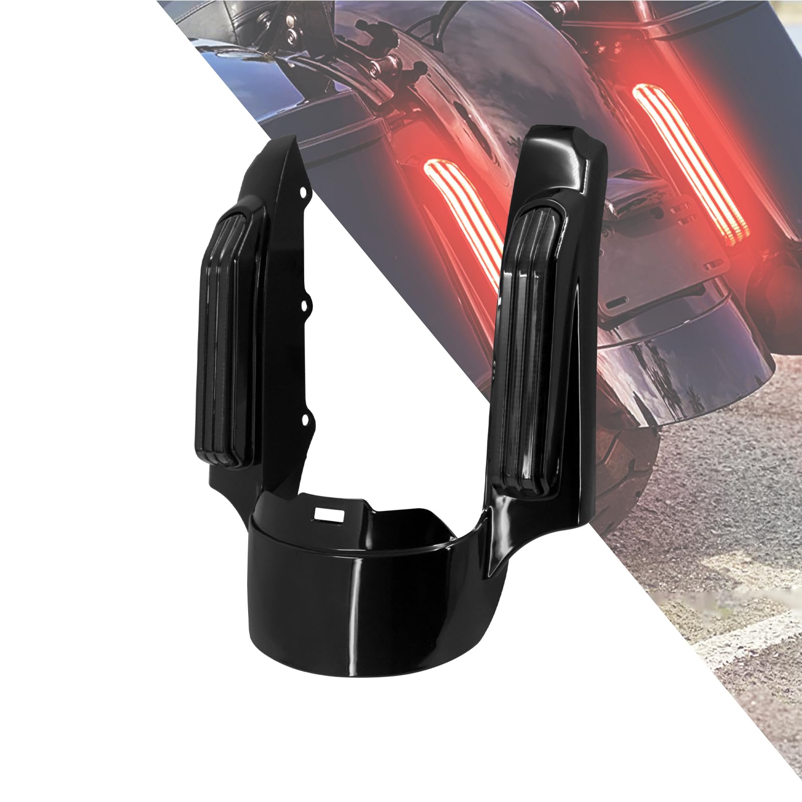 motocicleta trasera Fender Fascia LED luz para Harley Touring Road Glide Street Glide Electra Glide Road King Ultra Limited 14-2019 Negro brillante
