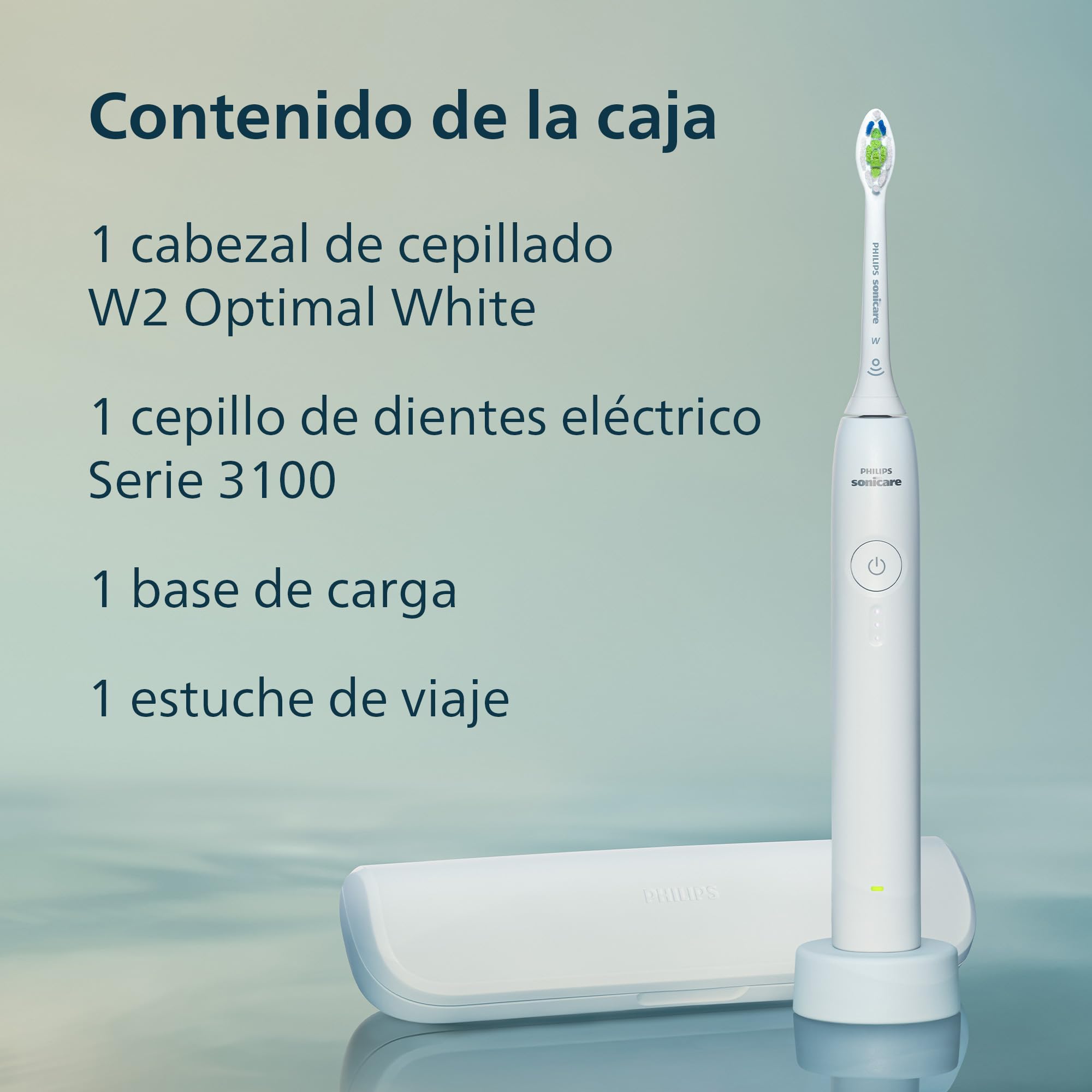 Philips Sonicare Serie 3100 - Cepillo dental sónico con sensor de presión, 3 niveles de intensidad, función EasyStart, SmarTimer, autonomía de 14 días, estuche, blanco, HX4033/21, [Nuevo]