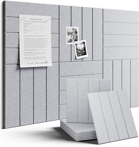 Miniatura 22 de FLUXYNARA - Tablero de anuncios de fieltro 48 x 36 pulgadas, alternativa al corcho, paquete de 12, 70 lengüetas adhesivas, panel de pared grueso