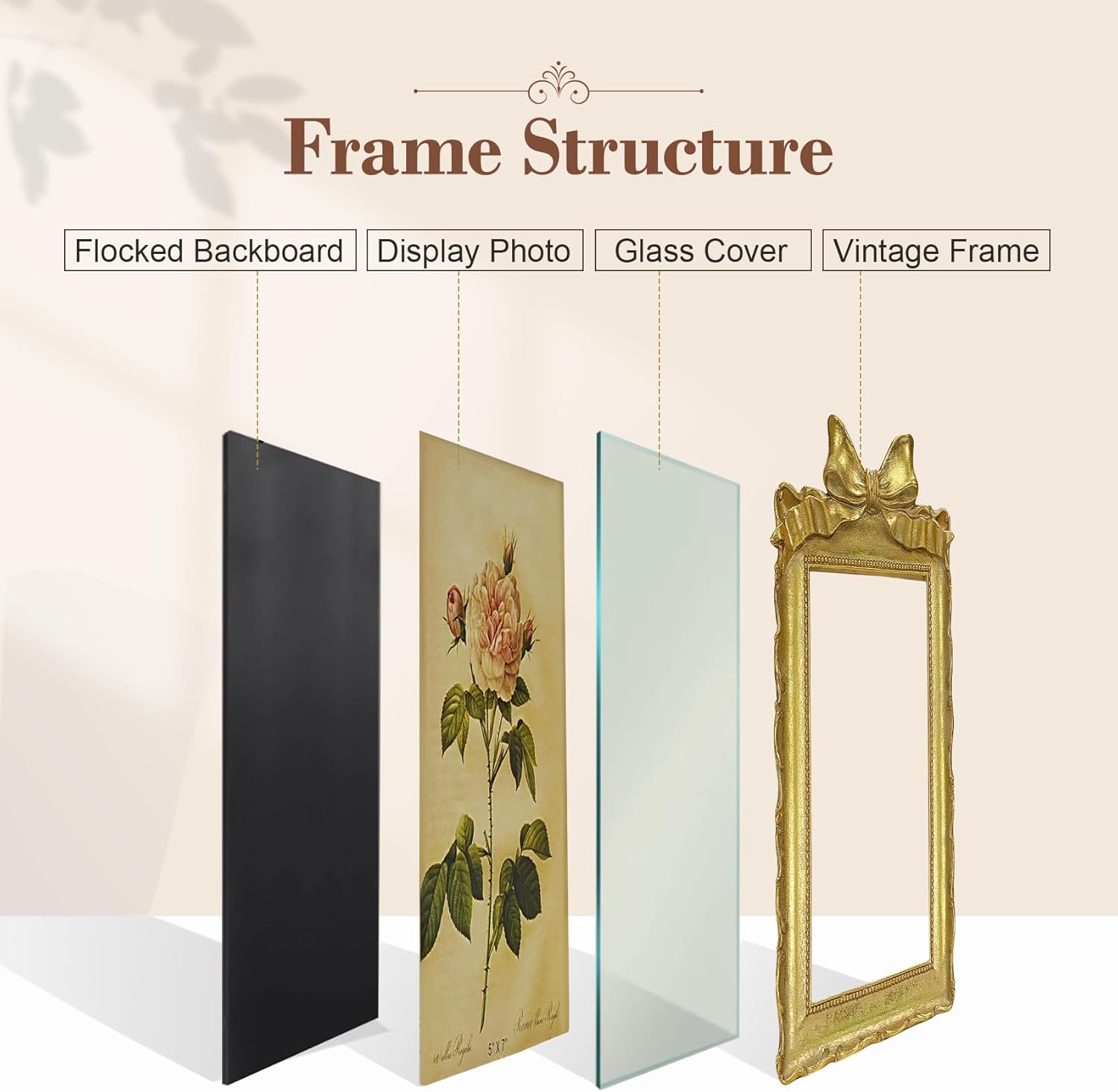 5x7 Vintage Photo Frame, Gold Antique Ornate Picture Frame for Tabletop & Wall Victorian Retro Decorative Home Decor, Baroque Style Display Frame for Photos, Art, and Portraits
