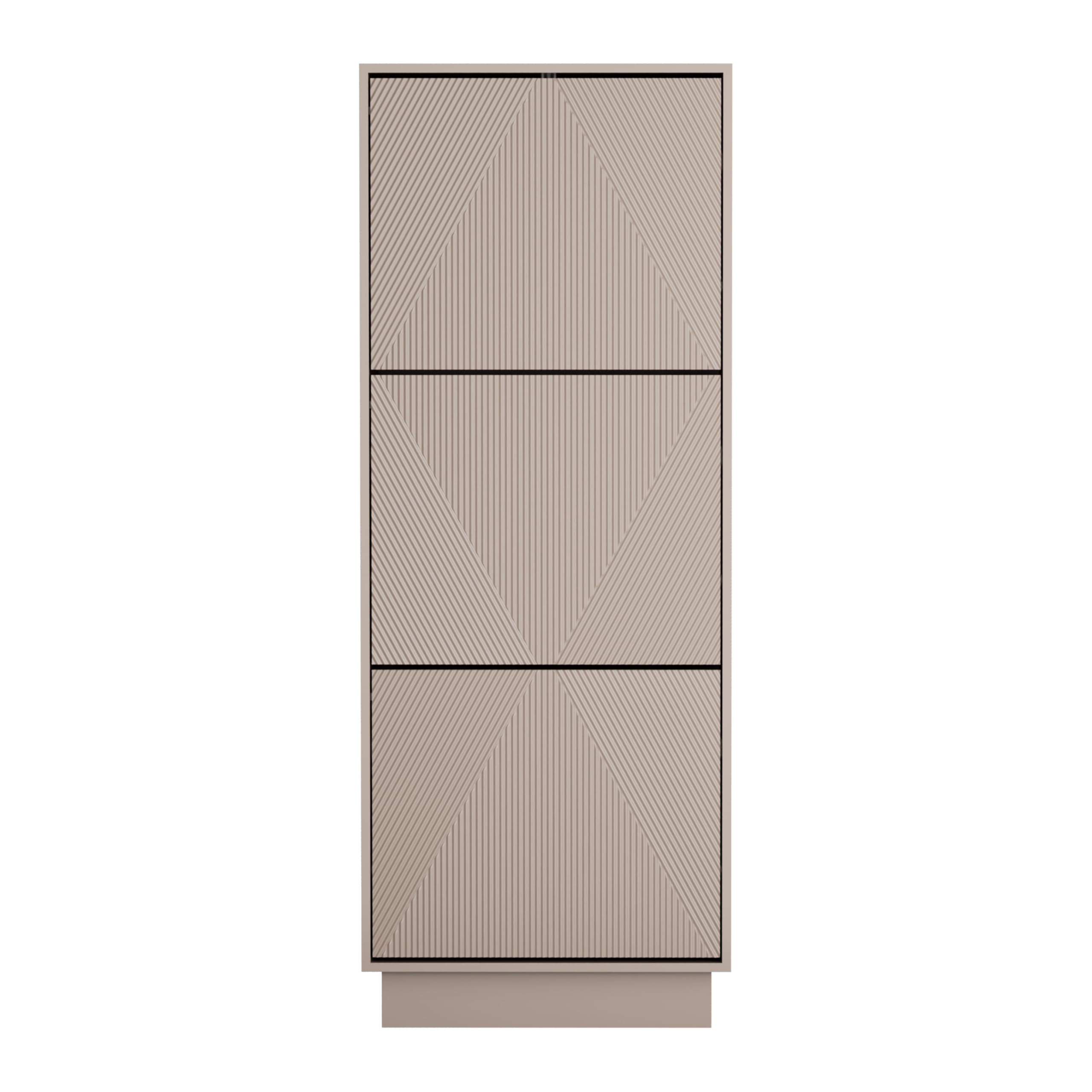 UEV Scarpiera da Ingresso con 3 Ante in Deisgn Intaglio, Mobile Scarpiera Bella e Funzionale con Ripiani Rimovibile e Regolabile, Scarpiere Salvaspazio Slim Stabili, 50 x 24 x 131cm, Beige Mocca