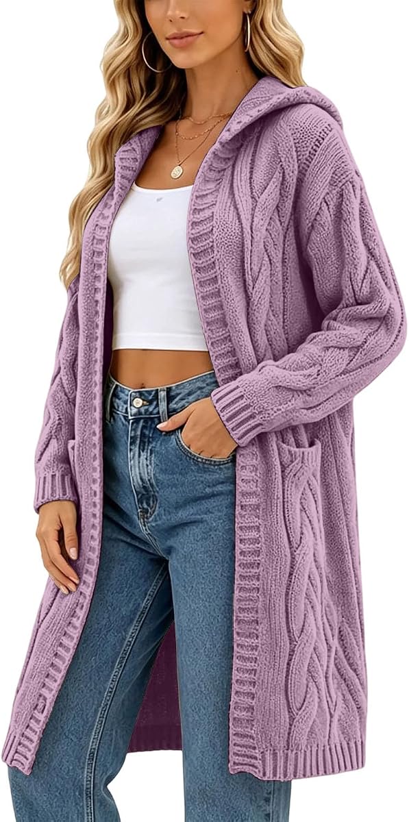 Chunky Cardigan for Women Open Front Knitted Oversized Duster Sweater Coats