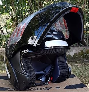 Capacete Moto Mixs Gladiator Preto Brilhante Articulado Escamoteável