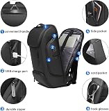 BANGE Zaino intelligente per computer portatile da lavoro, può contenere un computer portatile da 15,6”, zaino da viaggio, borsa da viaggio unisex, nero, Large - 3