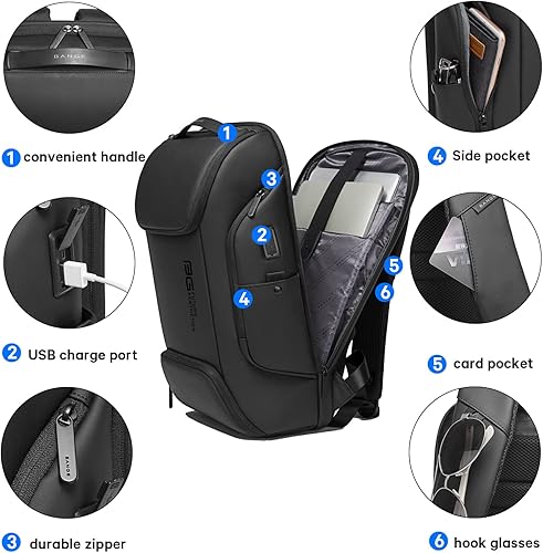 Miniatura 9 de BANGE Mochila inteligente para computadora portátil de negocios que puede contener una mochila de viaje para laptop de 15.6 pulgadas, bolsa de