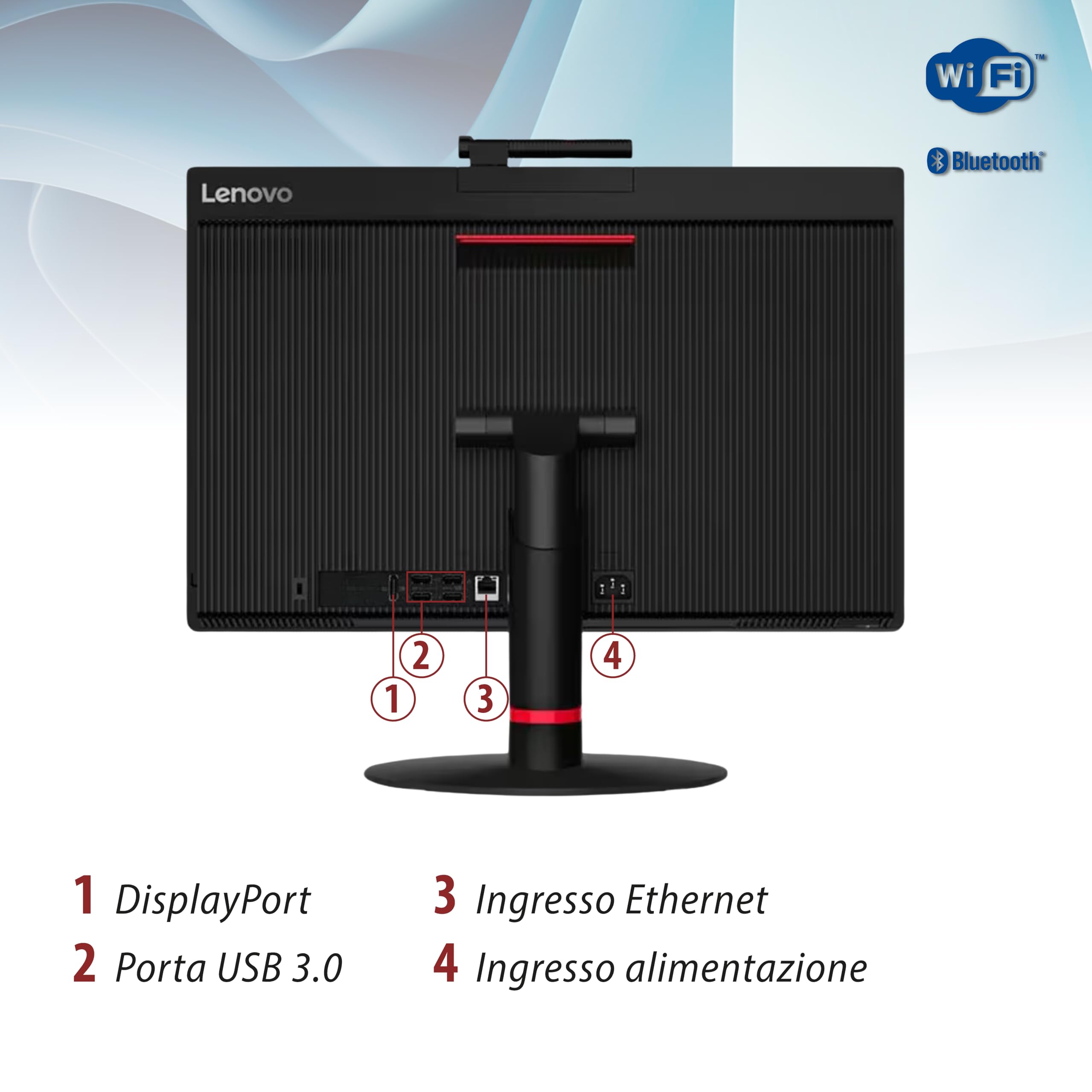 Lenovo ThinkCentre TIO22 22" All-in-One Intel Core i5 8400T 16GB 512GB Webcam Windows 11 Pro Office 2021 Professional Ricondizionato