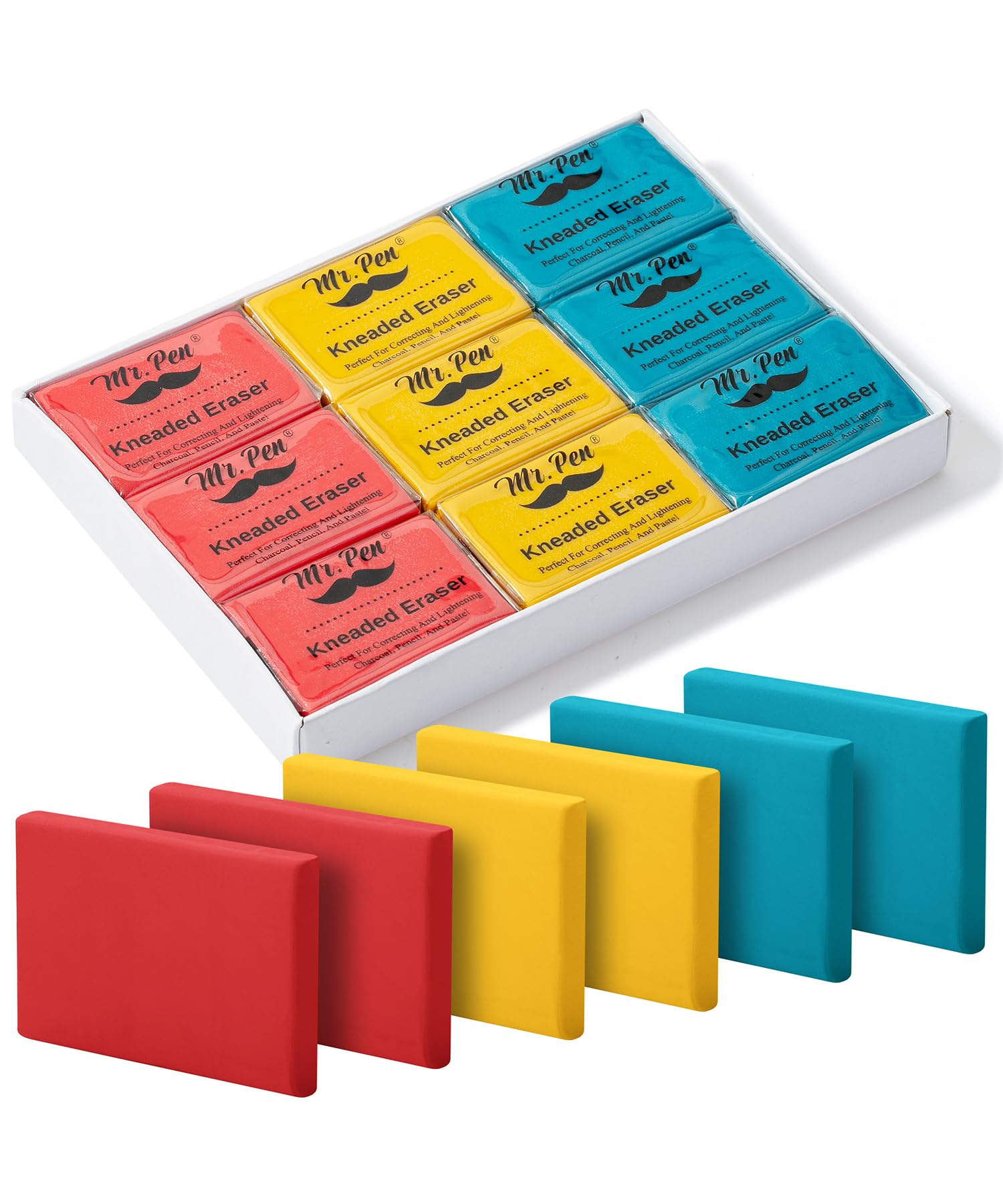 Mr. Pen Kneaded Eraser - 18 Pack, Colorful, Moldable Art Erasers for Drawing