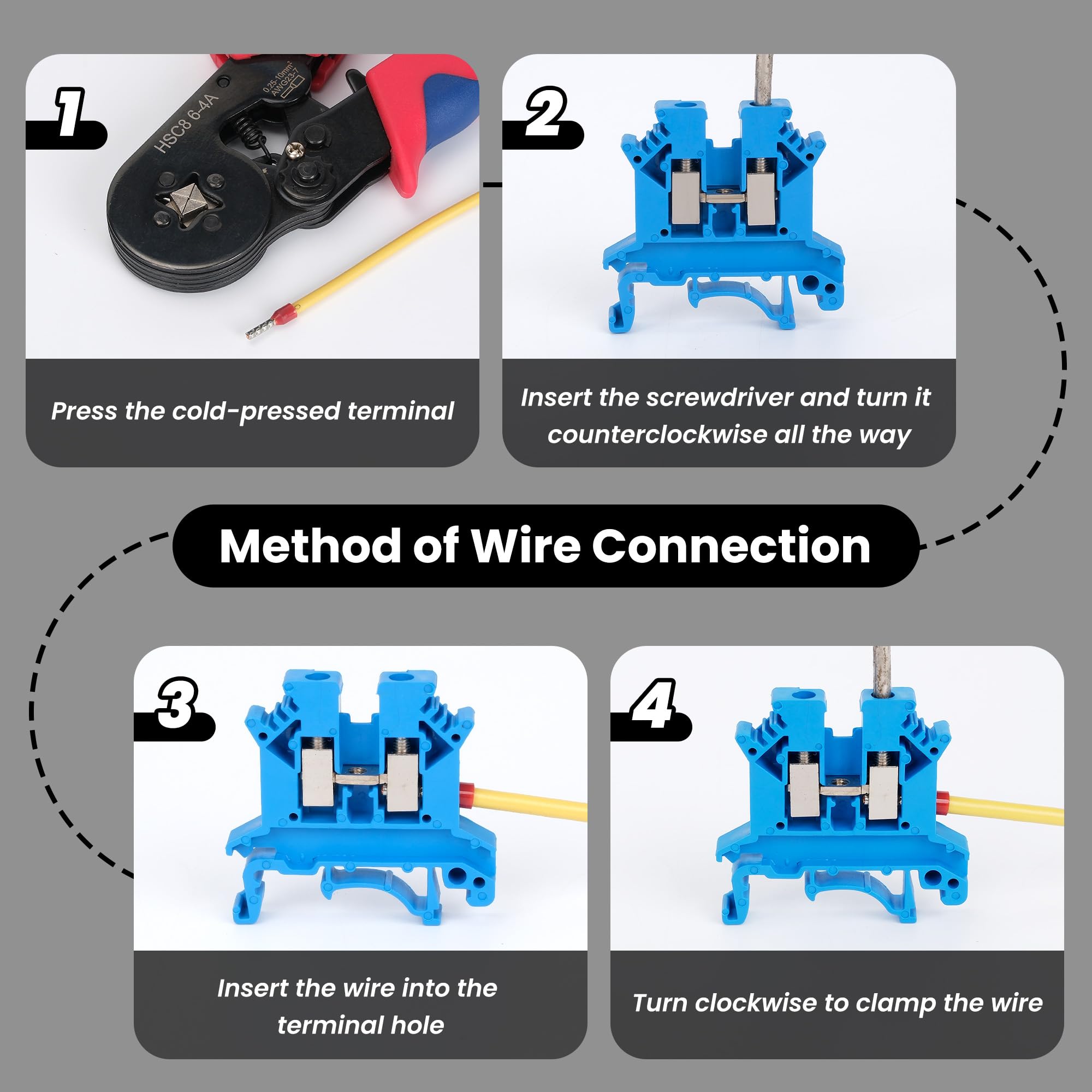 Morsettiera per guida DIN UK2.5B, 32 A, 690 V, 22-14 AWG, sicura, durevole e versatile, soluzione su guida DIN (blu)