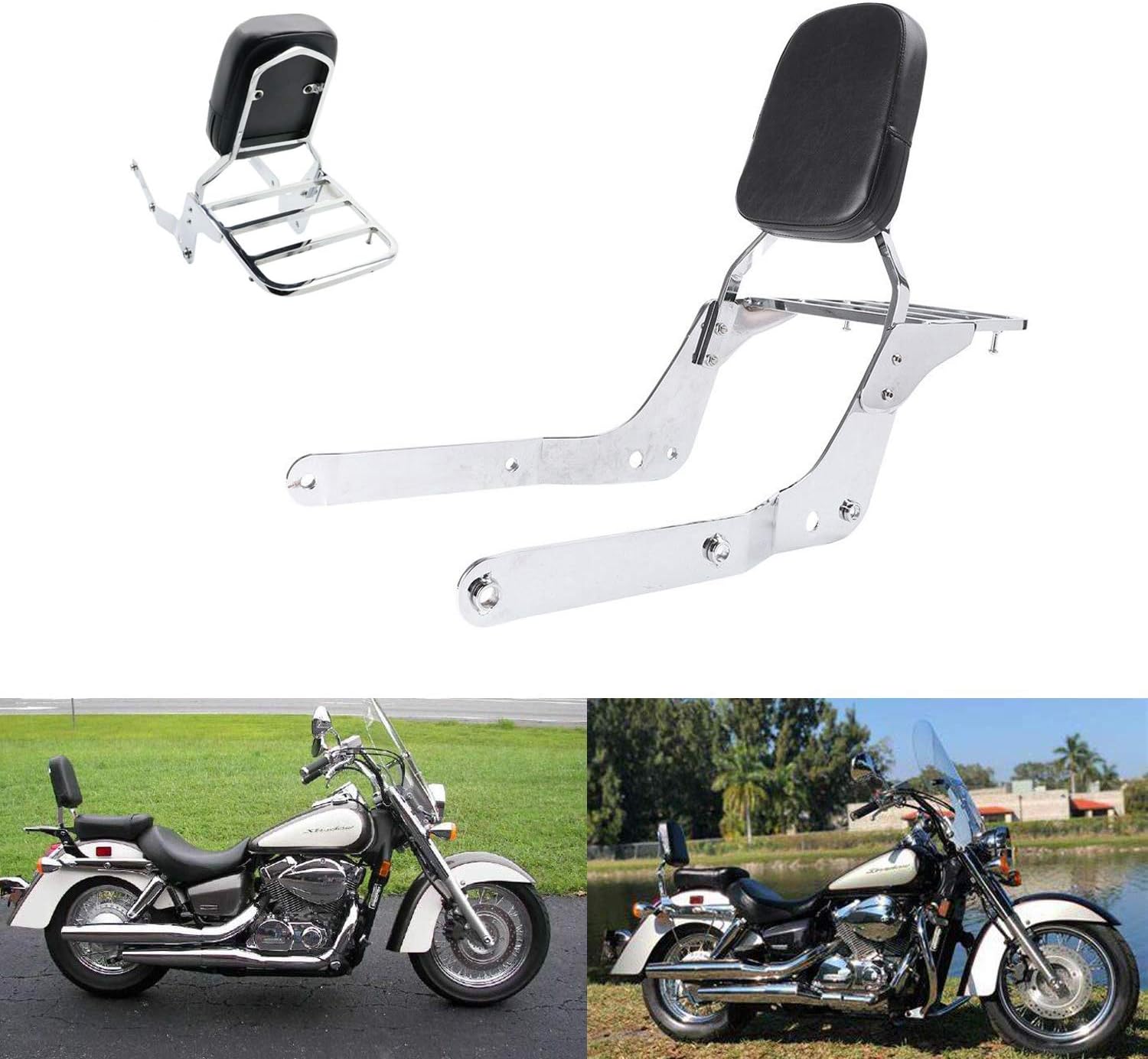 Compatible with/Replacement for Honda Shadow Aero 750 VT750C Backrest Sissy Bar Luggage Rack 2004-2019 Chrome