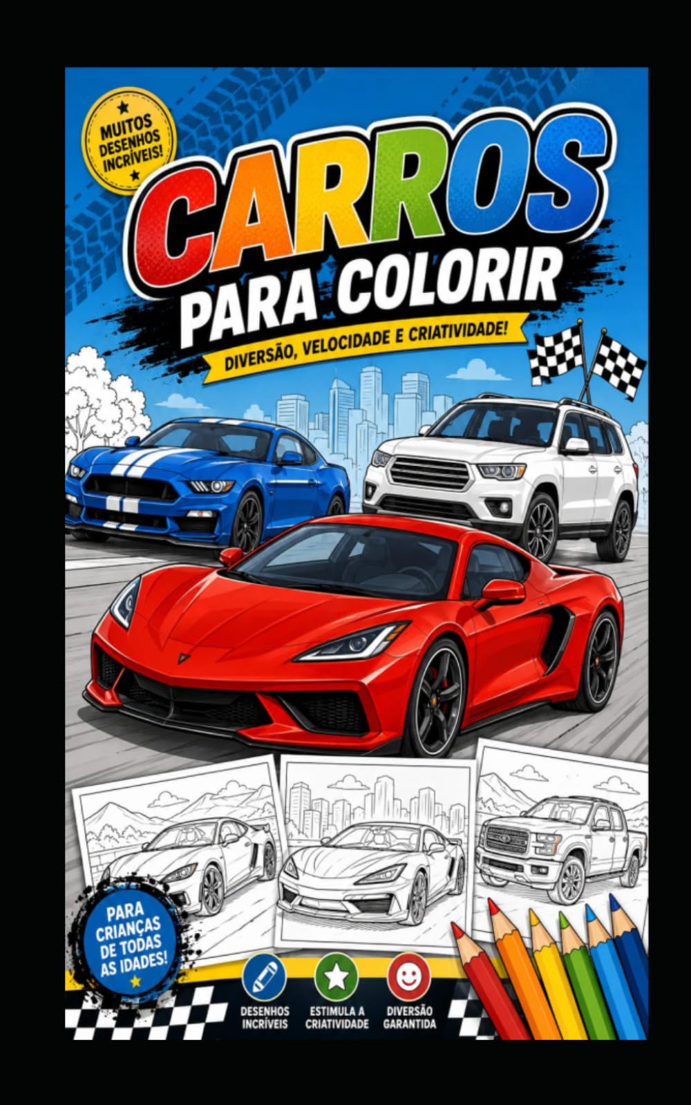 Livro para Colorir de Carros