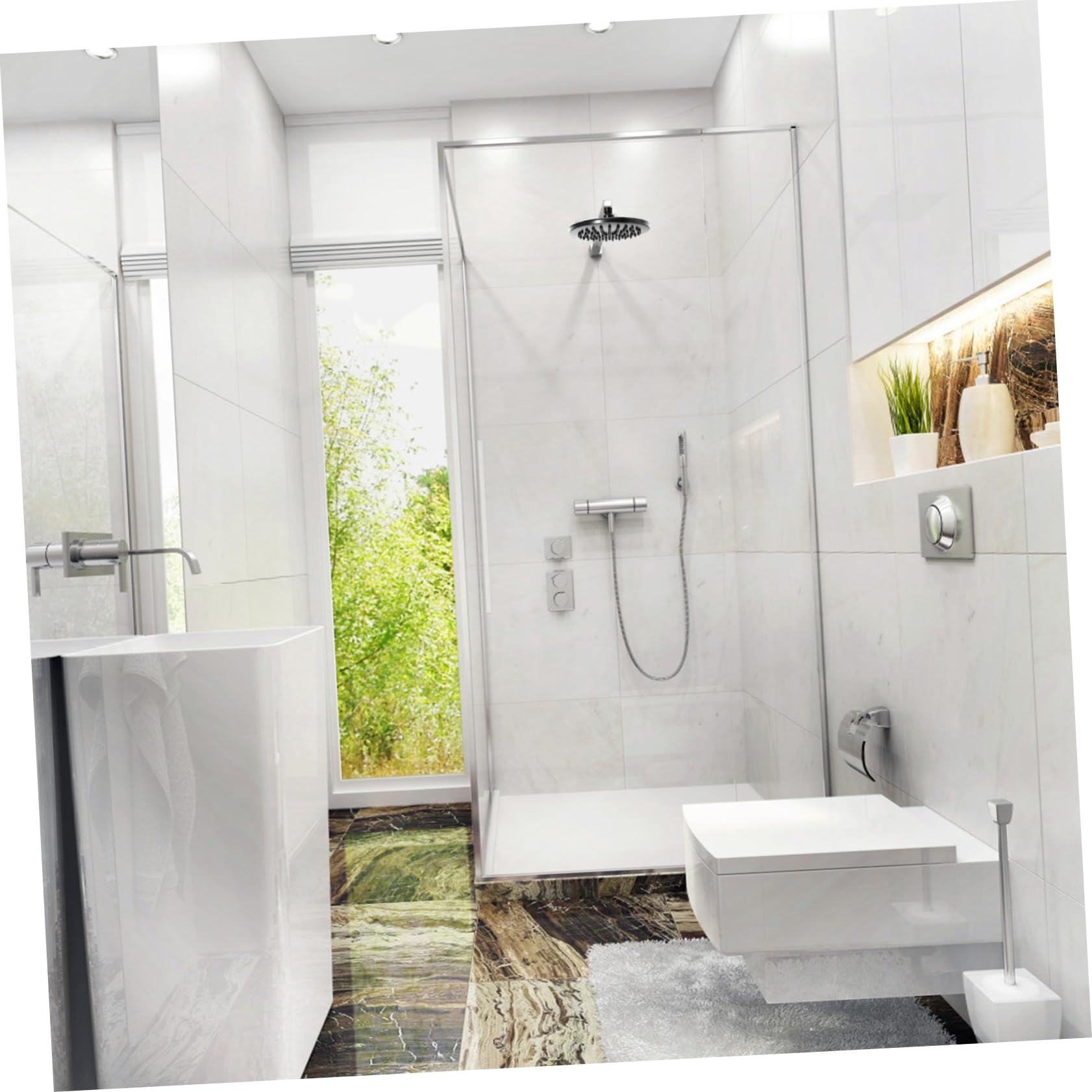 SHINEOFI Boquilla de Ducha Inoxidable Cabezal Rociador de 8 Pulgadas Diseño Moderno de Agua sin Herramientas para Baño Rociador de Ducha de