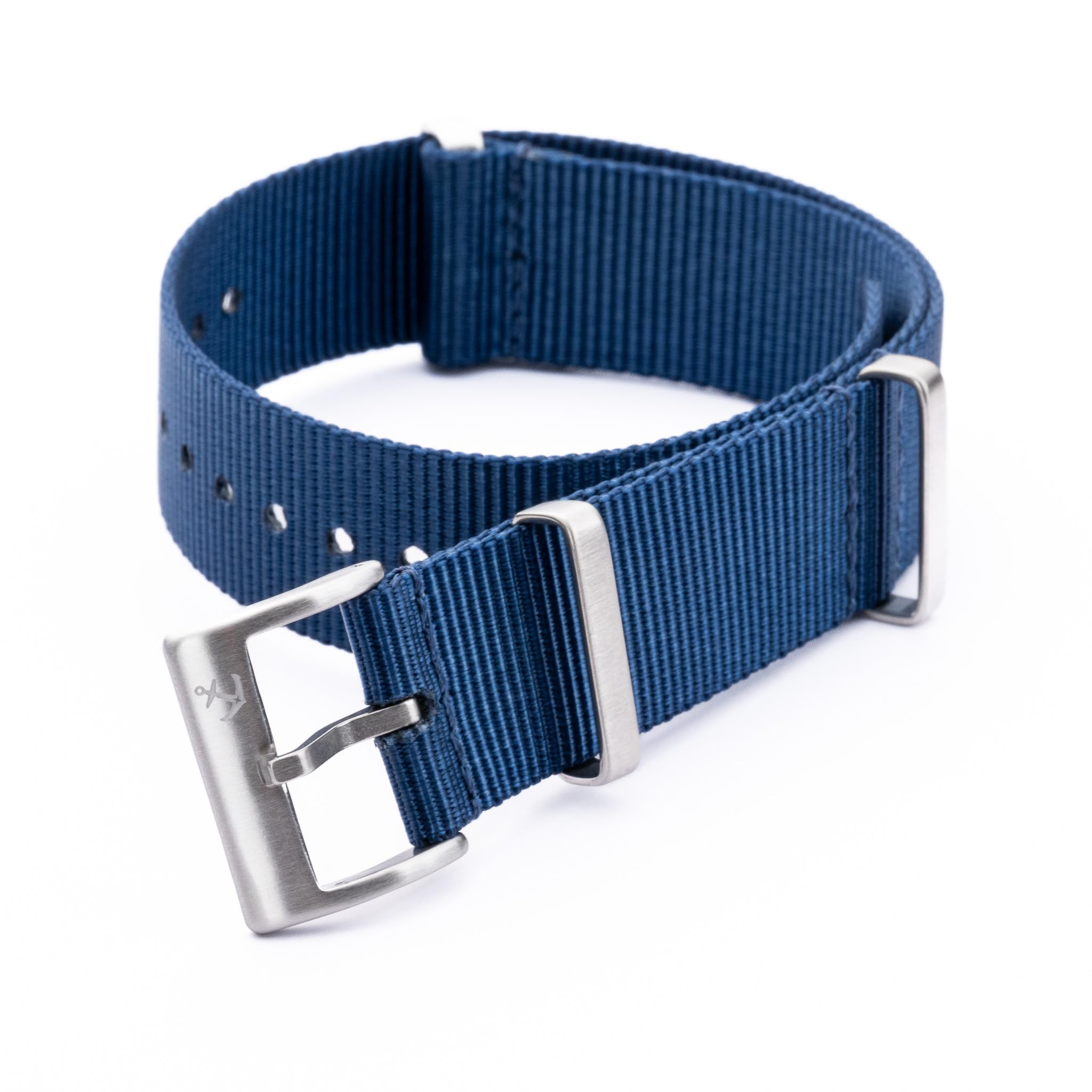 Anchor Strap Co | Standard Nylon Watch Strap | Military-Grade Durable Band | Stainless Steel Hardware | Waterproof | Adjustable Fit for 5.758.5in Wrists Navy 20 mm