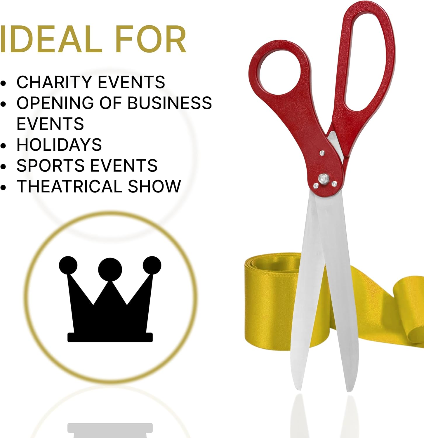 Oversized Ribbon Cutting Ceremony Kit - 30 Inch Big Red Scissors for Grand Opening Ceremonies and Gold Satin Ribbon For Special Events Business Opening and Inaugurations