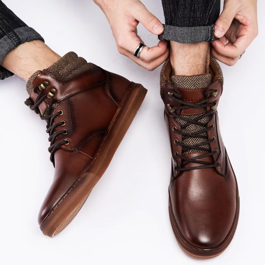 Arkbird Casual Sneaker Boots, High-Top Sneakers Lace-up Leather Chukka Shoes for Men