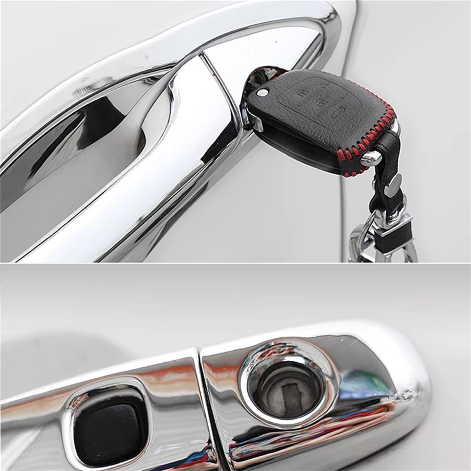 Zamiennik do VW do Tiguan 2007-2015 chromowana osłona klamki samochodu zestaw wykończeń akcesoria zewnętrzne Poignée Extérieure De Porte De Voiture (uchwyt 1 dziurka od klucza) (miska 4 drzwi)