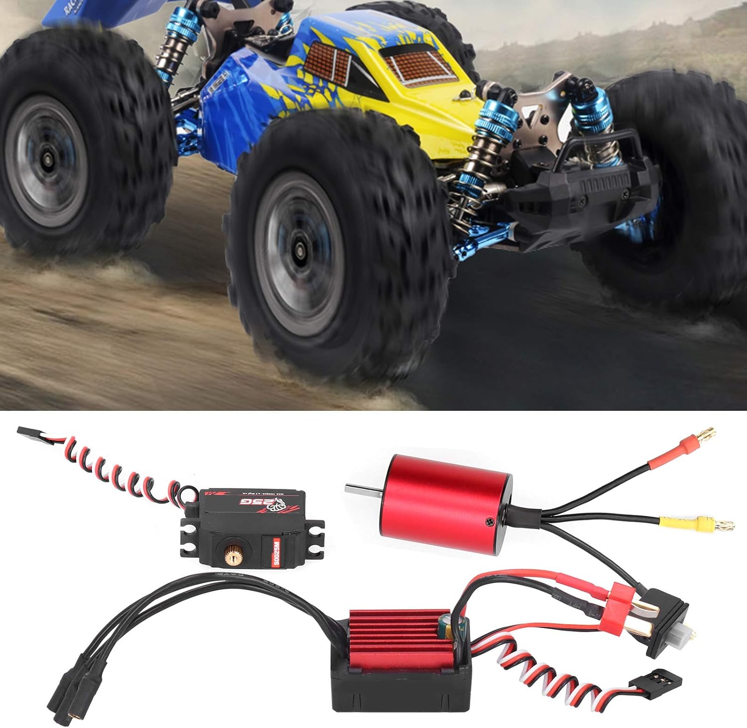 Alomejor 2838 3600KV Brushless Motor 35A ESC 25g Metal Gear Servo RC Parts for 1: 14 1:12 Brushless Car