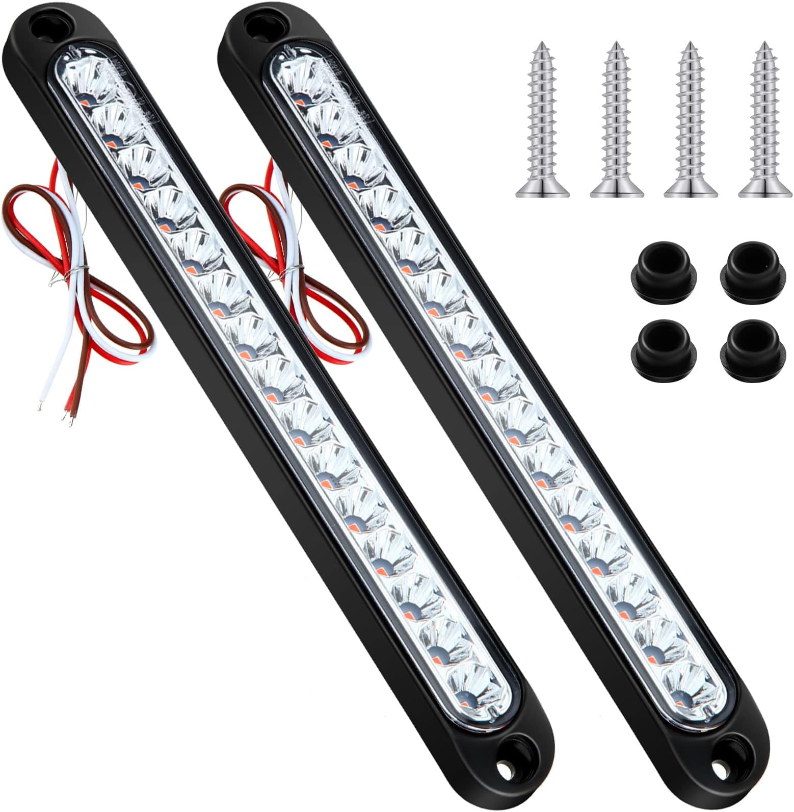 Frienda 2 Pieces 10 Inch 15 LED Trailer Tail Light Bar Stop Turn Tail Lights
