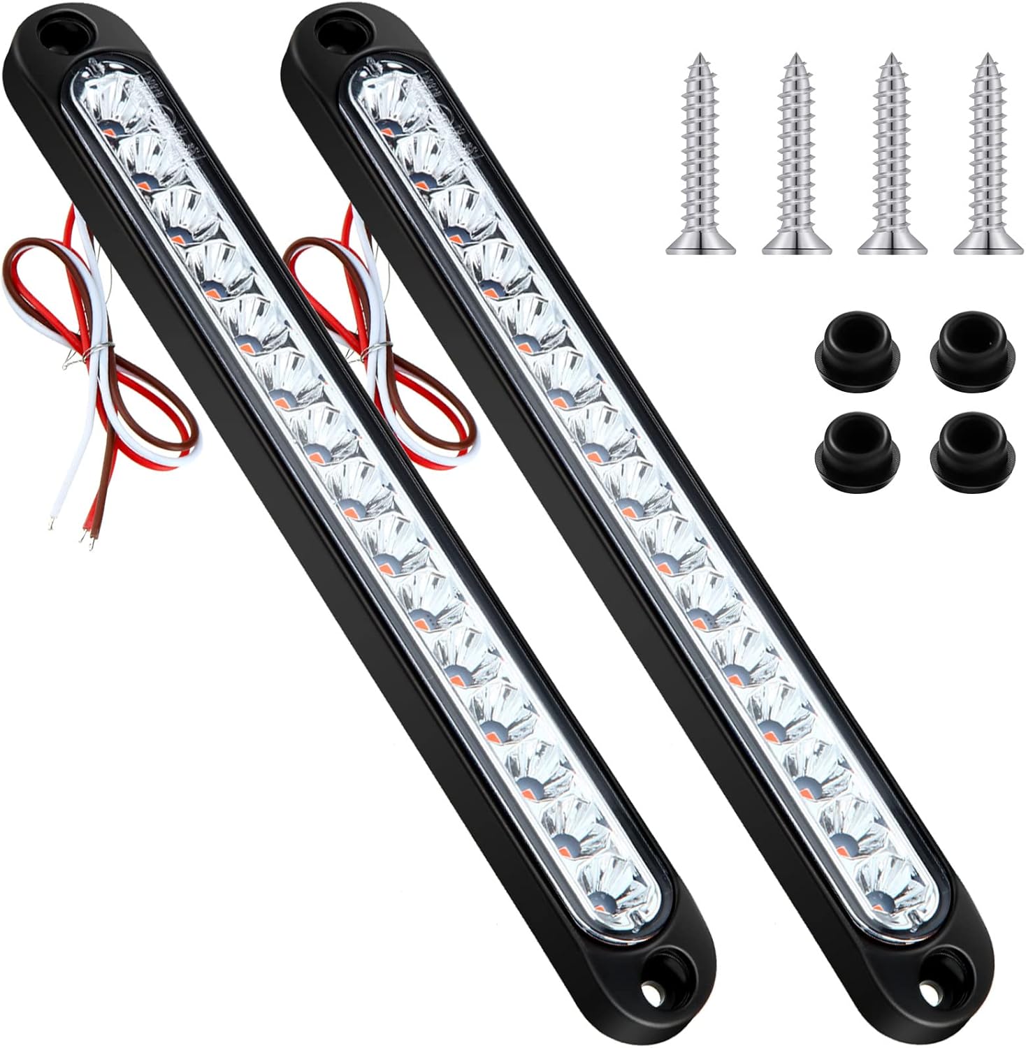 Frienda 2 Pieces 10 Inch 15 LED Trailer Tail Light Bar Stop Turn Tail Lights