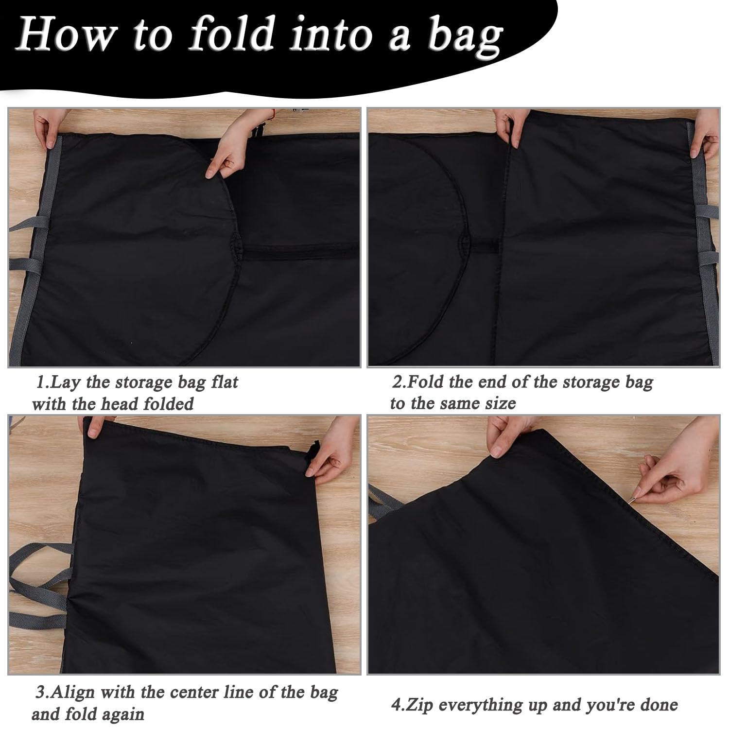 Long Dress Covers Bag Dust Proof Clothes Covers Moth Proof Garment Bag Wedding Dress Bag Folding Long Coat Cover for Coat Gowns Dresses Shirts Suits Jackets Storage (Black) - Image 4