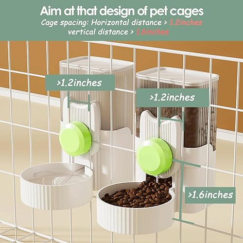Miniatura 2 de Dispensador automático de agua de comida para gatos, 2 unidades, 35 onzas, juego de soporte de agua para conejillos de indias, comedero por