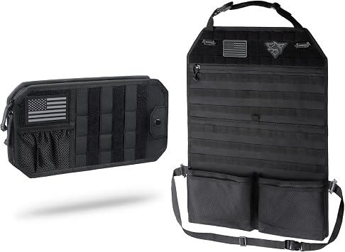 WYNEX Molle Car Sun Visor Organizer with Zipper and Tactical Car Seat Back Organizer Universal Fit for Vehicles, Truck, MPV, Pickup for Driver to Keep Vehicles Tidy and Organized on Journey
