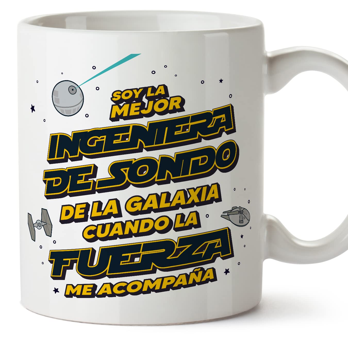 MUGFFINS Tazas para JEFE hombre - En Español - Mejor de la Galaxia Cuando Fuerza me Acompaña - 11 oz / 330 ml - Regalo original y divertido — view 408