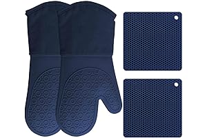 HOMWE Silicone Oven Mitts and Pot Holders for Heat Resistance, Non-Slip and...