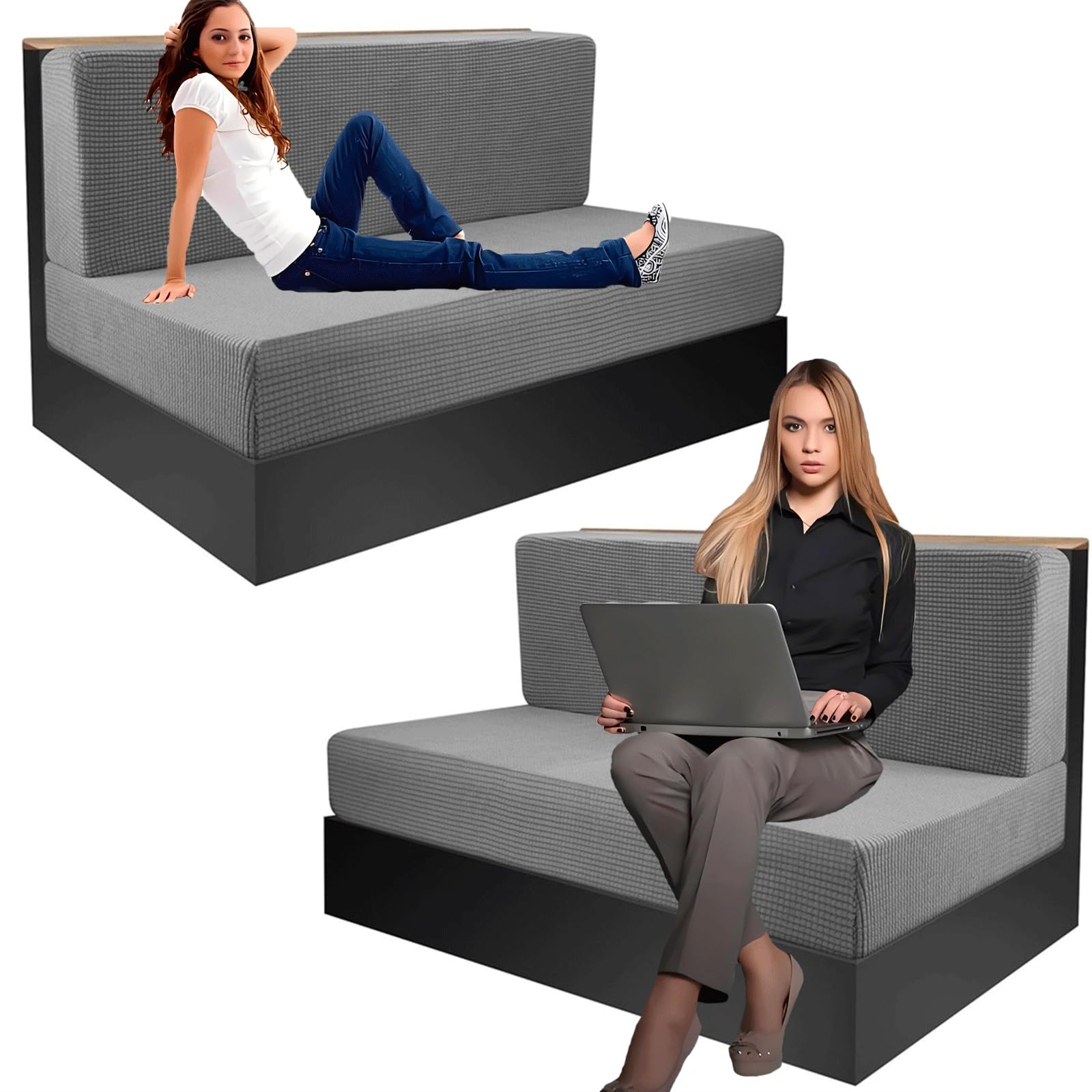 Housses Lavables Machine Housses De Coussin SDNAM Pour Dinette RV - Anti-Dérapantes, Lavables, Taille Unique, Lot De 4 Housse Pour Coussin Extensible