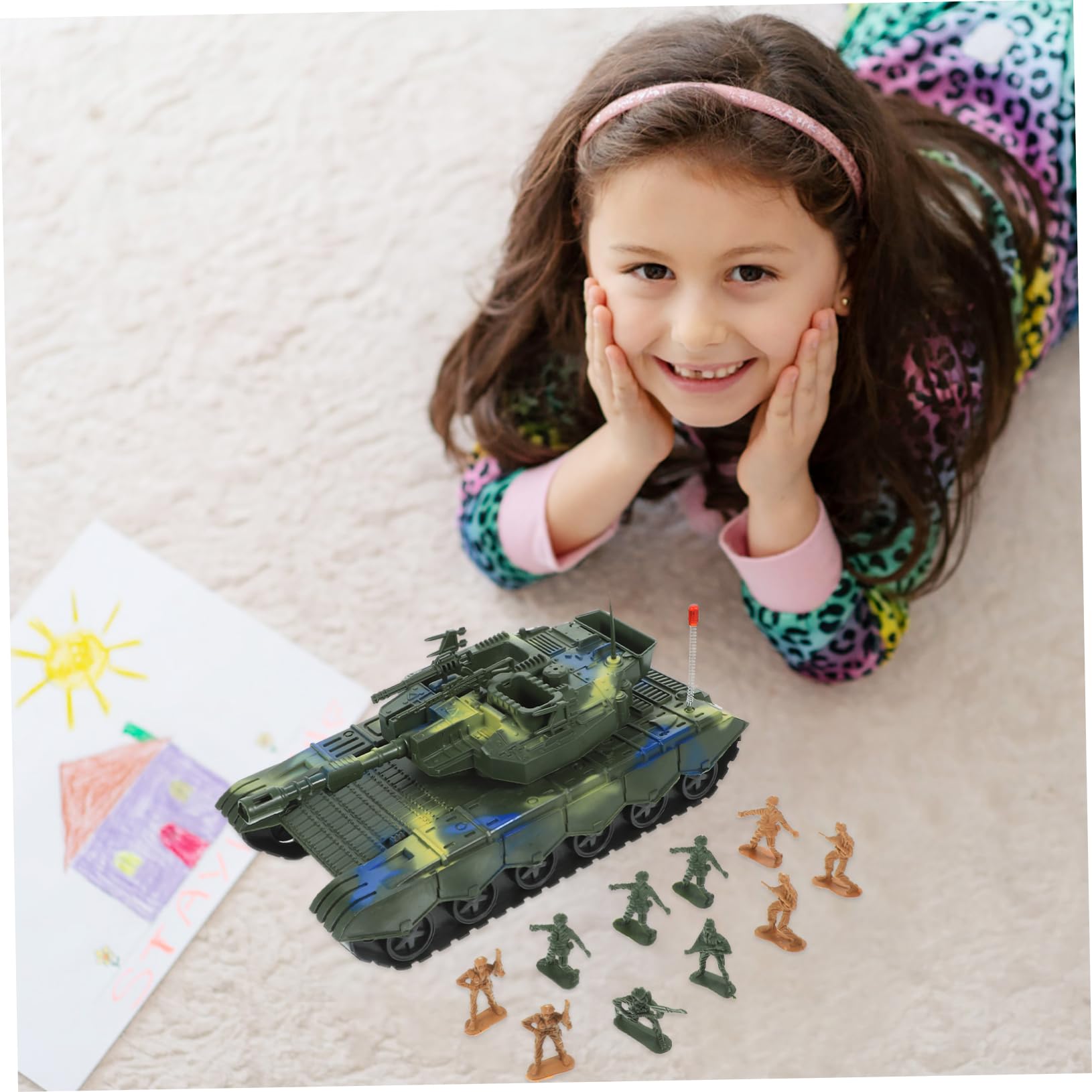 1set Giocattoli Tank Con Soldatini Casuali Inerziale Per Per Giochi Simulazione e Militari