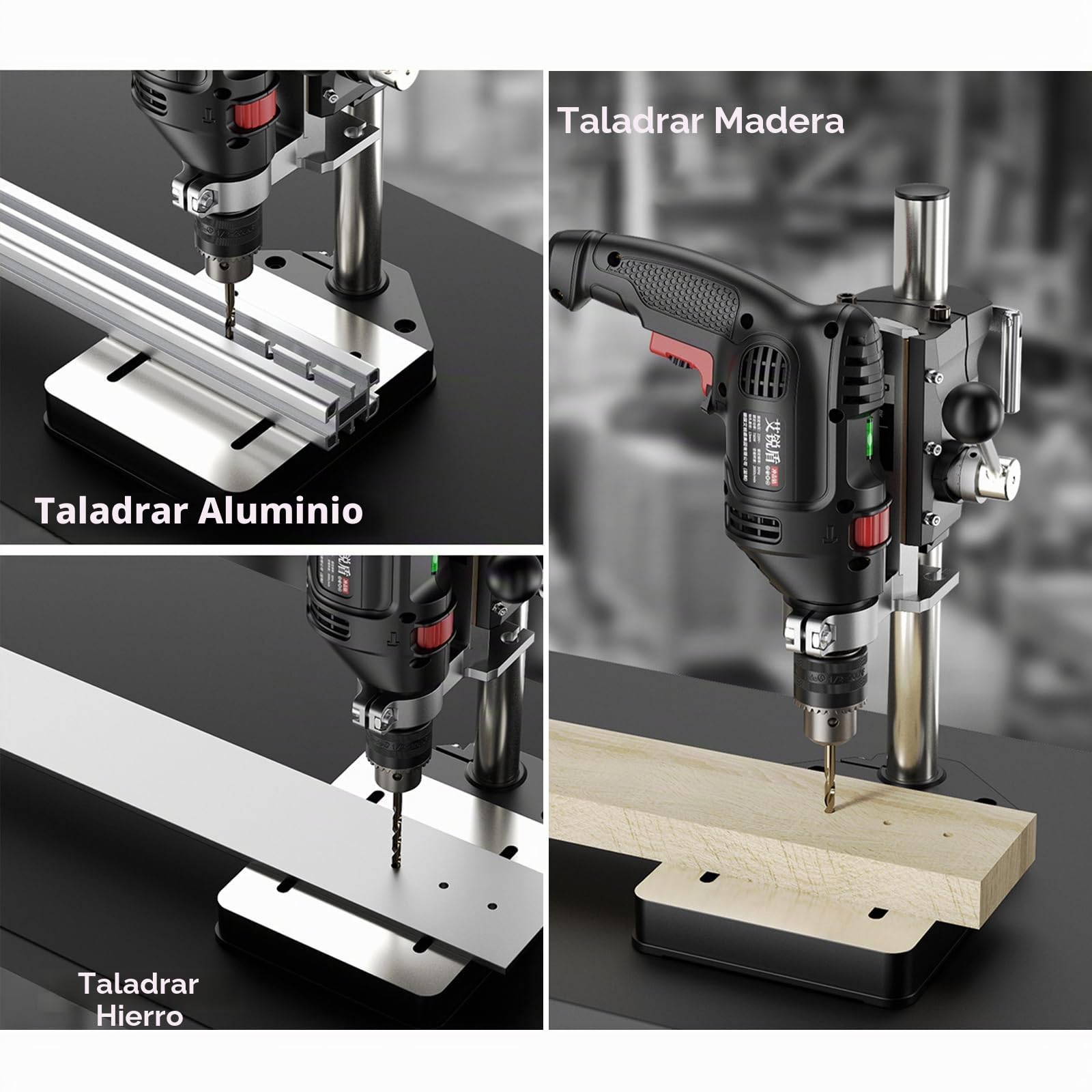 Soporte Para Taladro De Mano, Banco De Trabajo Para Taladro De Sobremesa, Soporte De Punzón Ajustable, Herramienta De Reparación Con Base De Aleación De Aluminio, Perforación, Rectificado Y Corte