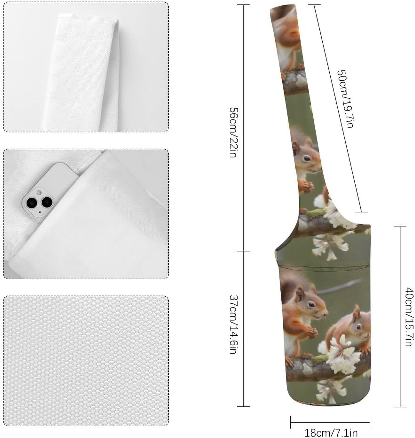 Canvas Yoga Bag,Squirrels Printed Yoga Mat Handbag,Portable Yoga Mat Bag Large Capacity Gym Bag for Men Women Pilates Beach Travel