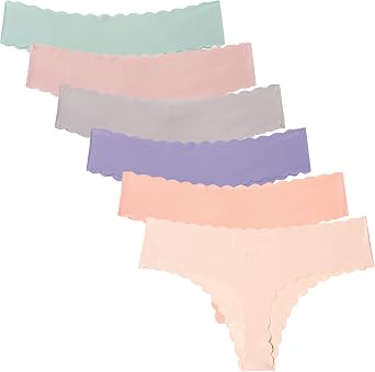 Wetopkim Seamless Thongs for Women, No Show Panties Stretch Breathable, Seamless Thong Underwear 6 Pack