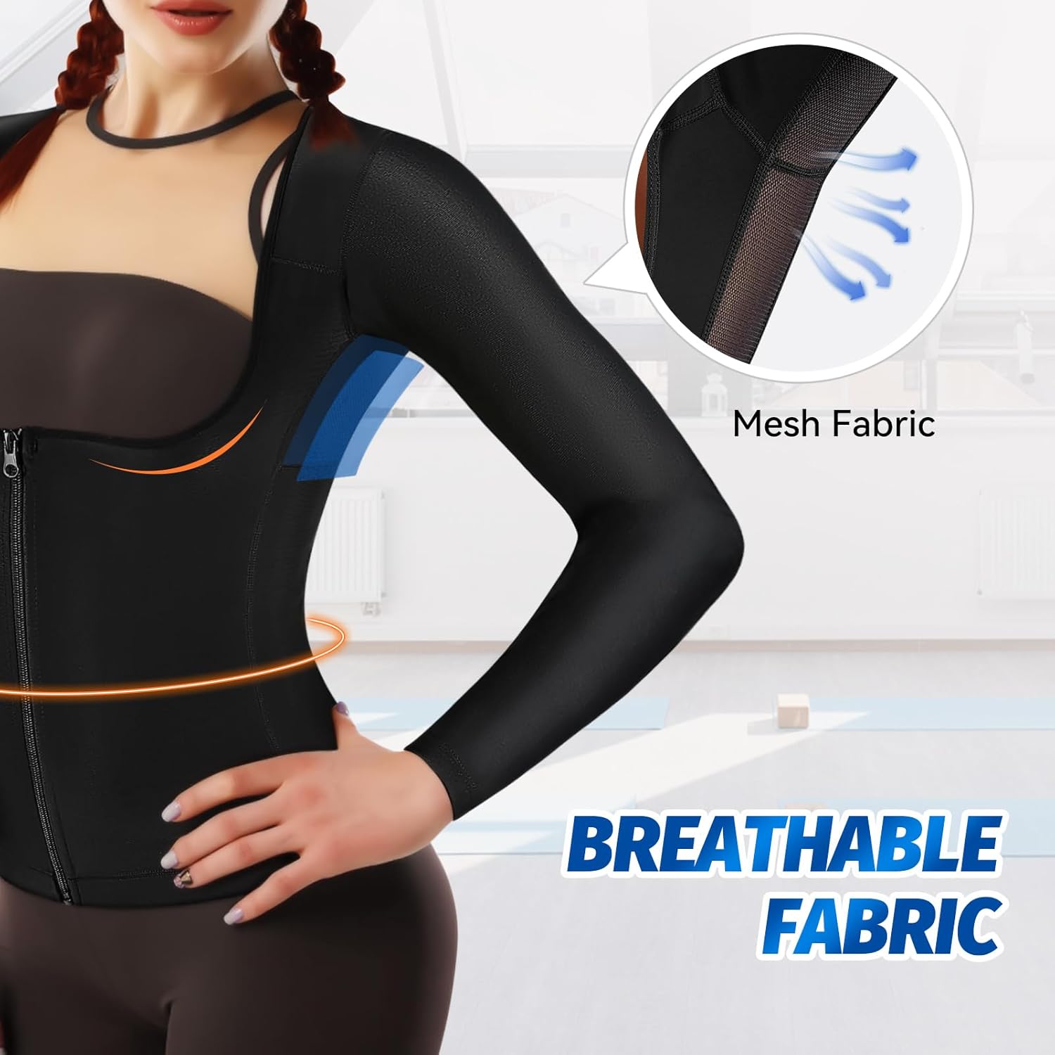 MATKAO Sauna Suit for Women Weight Loss Sauna Shirt for Women Sweat Suit Waist Trainer Vest Fitness Body Shaper Zipper - Image 4