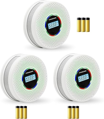 Paquete de 3 detectores de alarma de humo y monóxido de carbono mejorados, alarma de humo de doble sensor y detector de monóxido de carbono (incluye