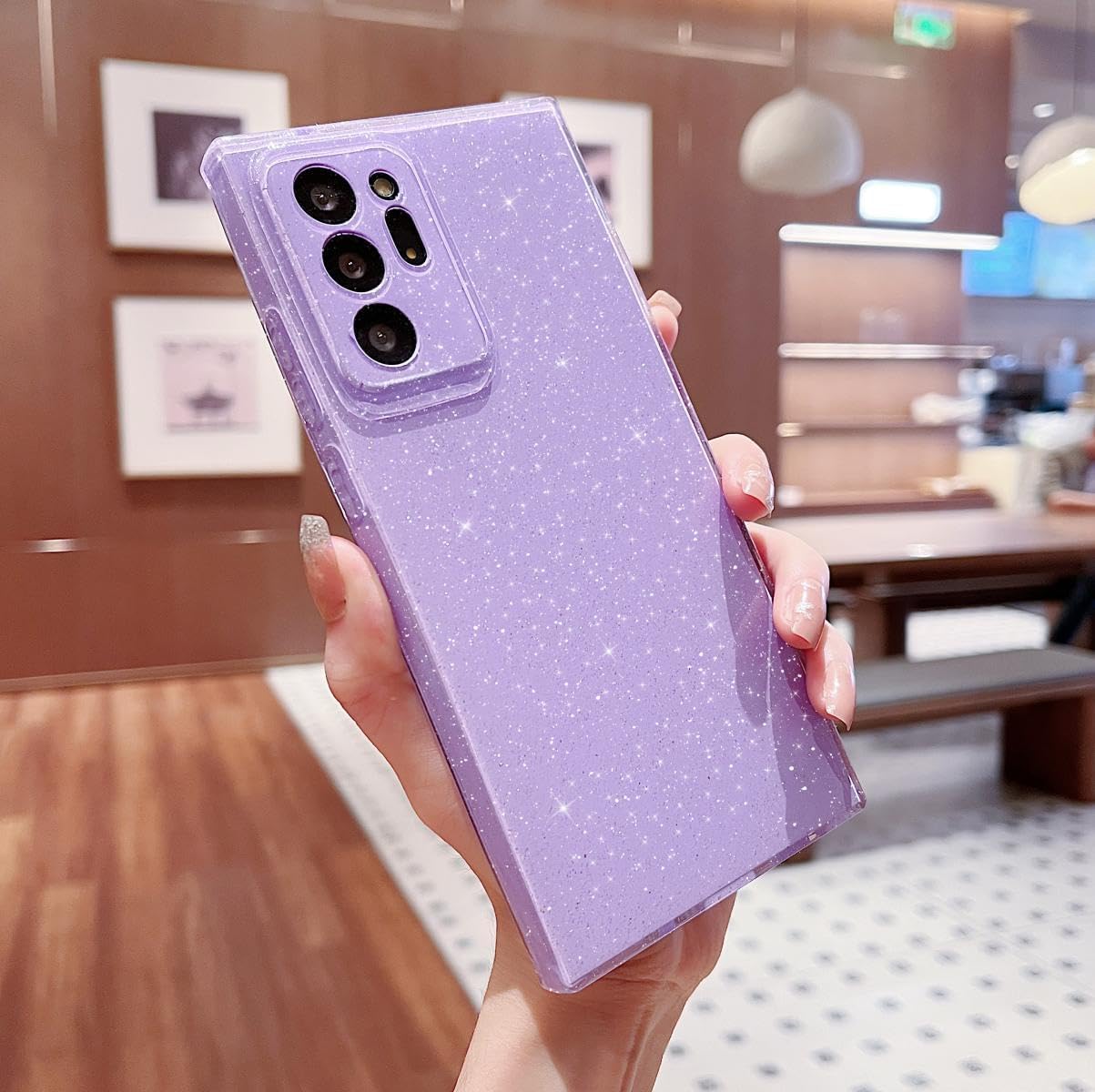 MINSCOSE Compatible with Samsung Galaxy Note 20 Ultra 5G Case,Cute Bling Glitter Thin Slim Shockproof TPU Sparkly Cover for Women Girl for Galaxy Note 20 Ultra 6.9 INCH-Purple - Image 3