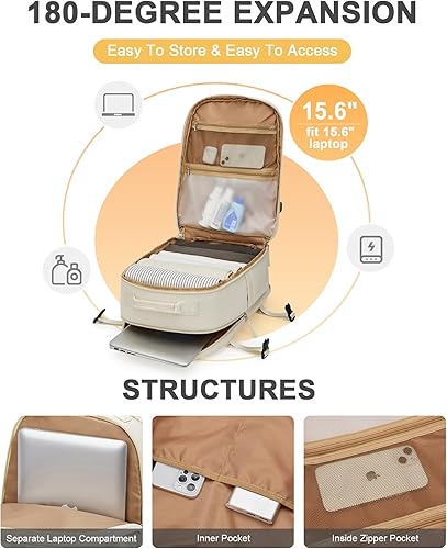 Miniatura 5 de Mochila de viaje para mujeres y hombres, mochila de mano para viajar en avión, artículos esenciales de viaje, senderismo, mochila para computadora