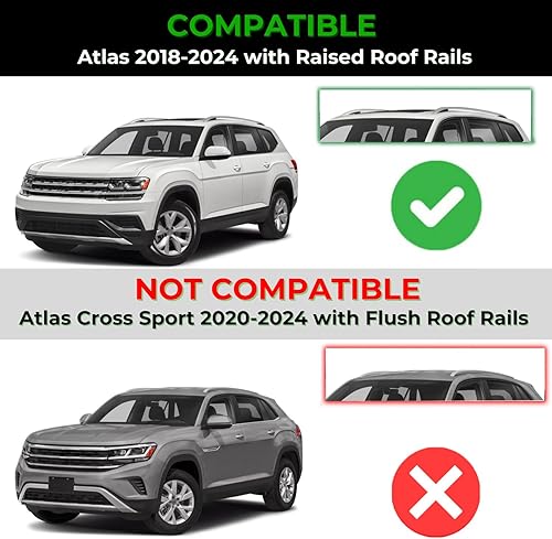 Miniatura 9 de ERKUL Barras transversales de techo para VW Volkswagen Atlas Cross Sport 2020-2025  Barras transversales de aluminio con bloqueo antirrobo para