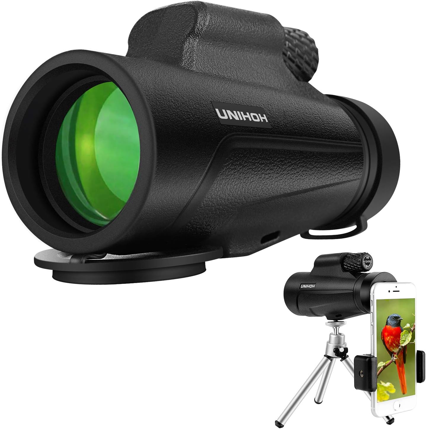12X50 High Power Monocular HD Dual Focus Scope, Waterproof Compact Monocular with Smartphone Tripod and Mount Adapter, BAK4 Multi-Coated Zoom Lens, Low Night Vision for Hunting Bird Watching Camping