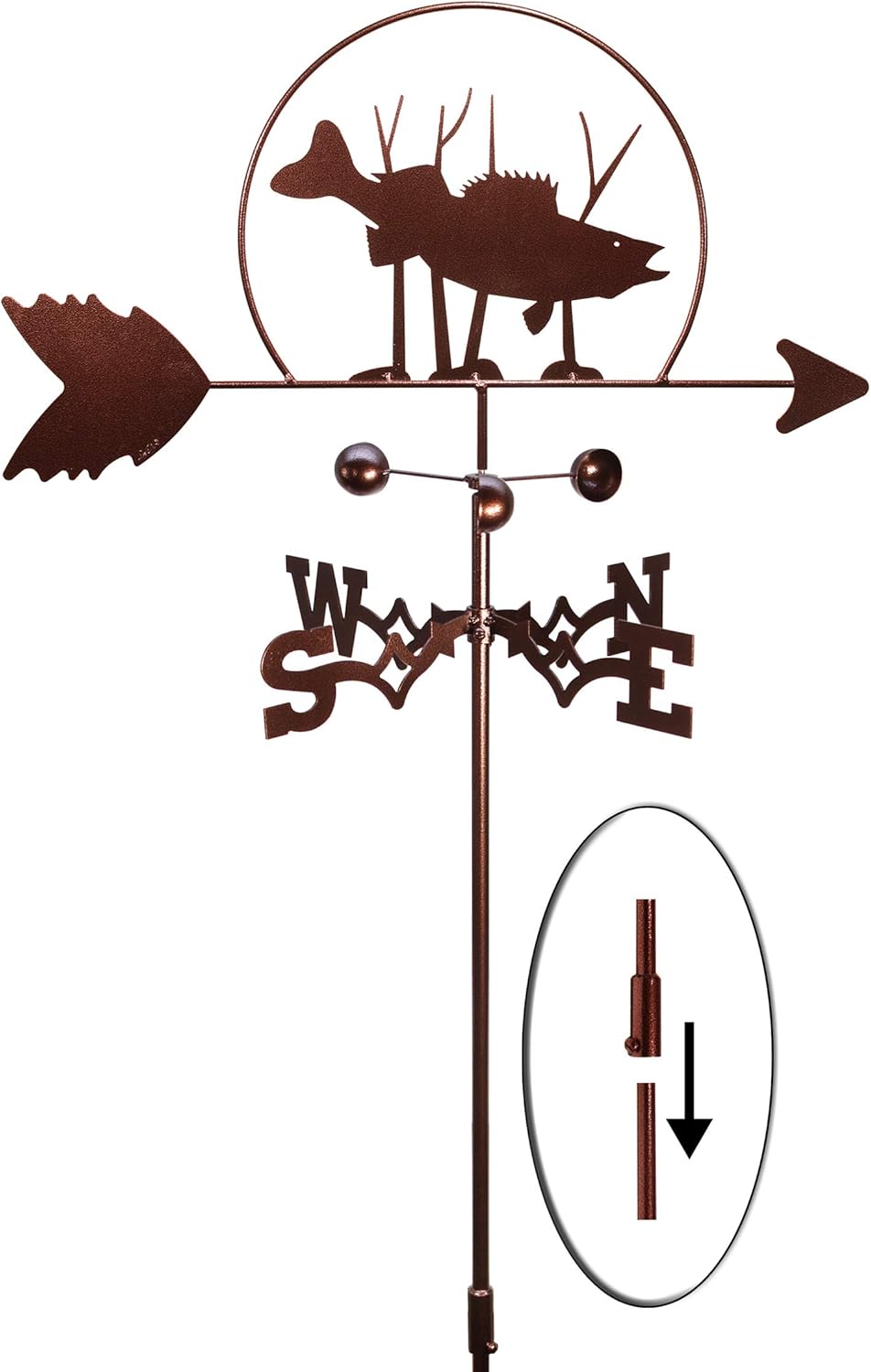 SWEN Products Fish Walleye Weathervane (Garden Stake Included)