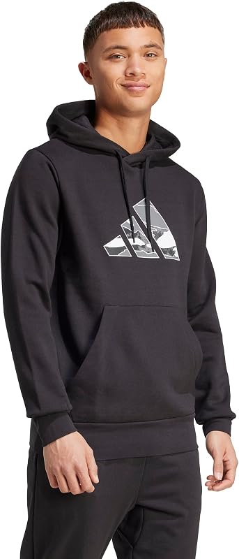 adidas Men's Camouflage Graphic Hoodie, Black, Large/Tall image 3