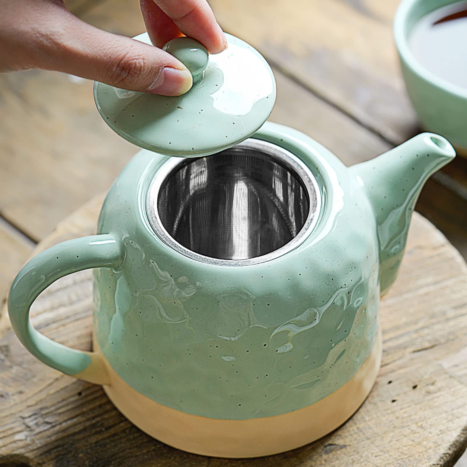 Service à thé, Service à thé en céramique pour la Maison, théière Simple, Service à thé de l'après-midi, Tasse à thé et à Eau pour Envoyer Une Petite Amie à Maman (1 pichet + 2 Tasses)