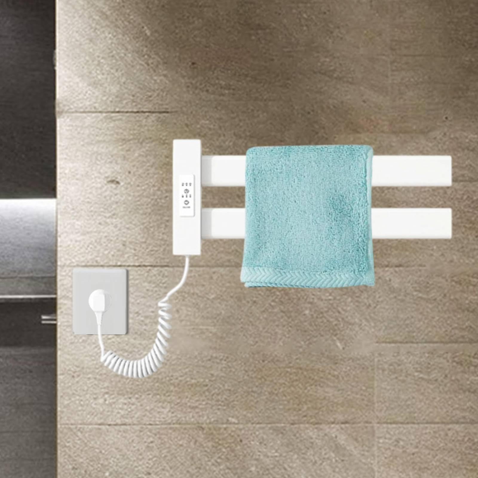 F Fityle Toallero eléctrico con calefacción, Calentador Toallas, secador Toallas eléctrico Impermeable con Enchufe para, baño, Blanco
