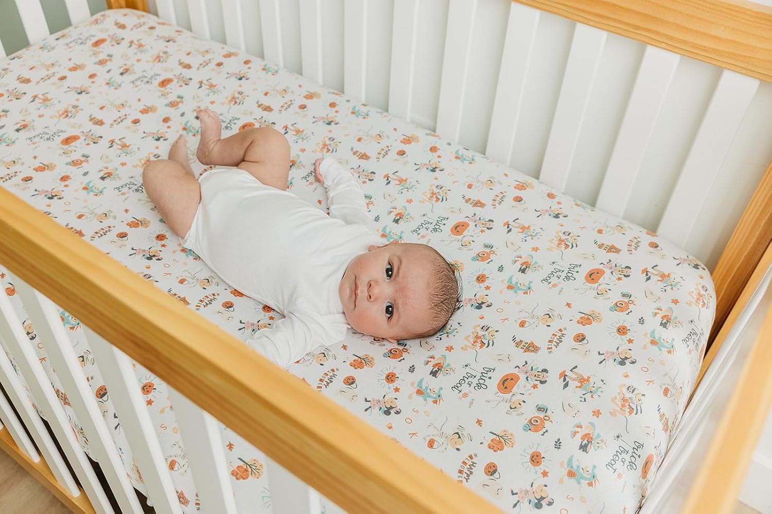 Copper Pearl Premium Fitted Knit Crib Sheet/Toddler Sheet 'Mickey Mouse's Boo Bash'
