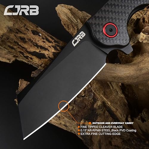 Miniatura 4 de CJRB CUTLERY Cuchillo plegable Crag J1904 AR-RPM9 de acero en polvo hoja de PVD mango de fibra de carbono cuchillo EDC negro (Black/Carbon Fiber),