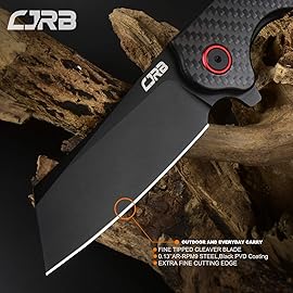 CJRB Crag Folding Pocket Knife, 3.43 AR-RPM9 Steel Blade Carbon Fiber Handle EDC Knife with Pocket Clip for Men Women Camping Survival Hiking, Black (J1904)