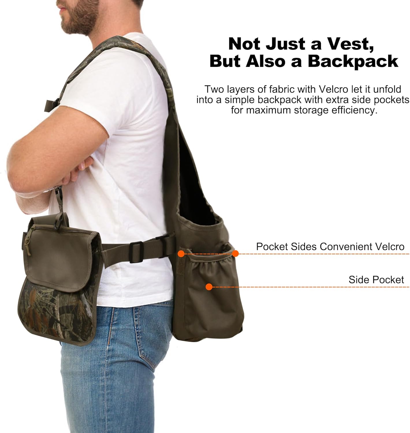 MDSTOP Upland Bird Hunting Vest, Adjustable Tactical Vest with Game Pouch and Pockets for Bird Hunting (New Pine Needle Camo) - Image 4