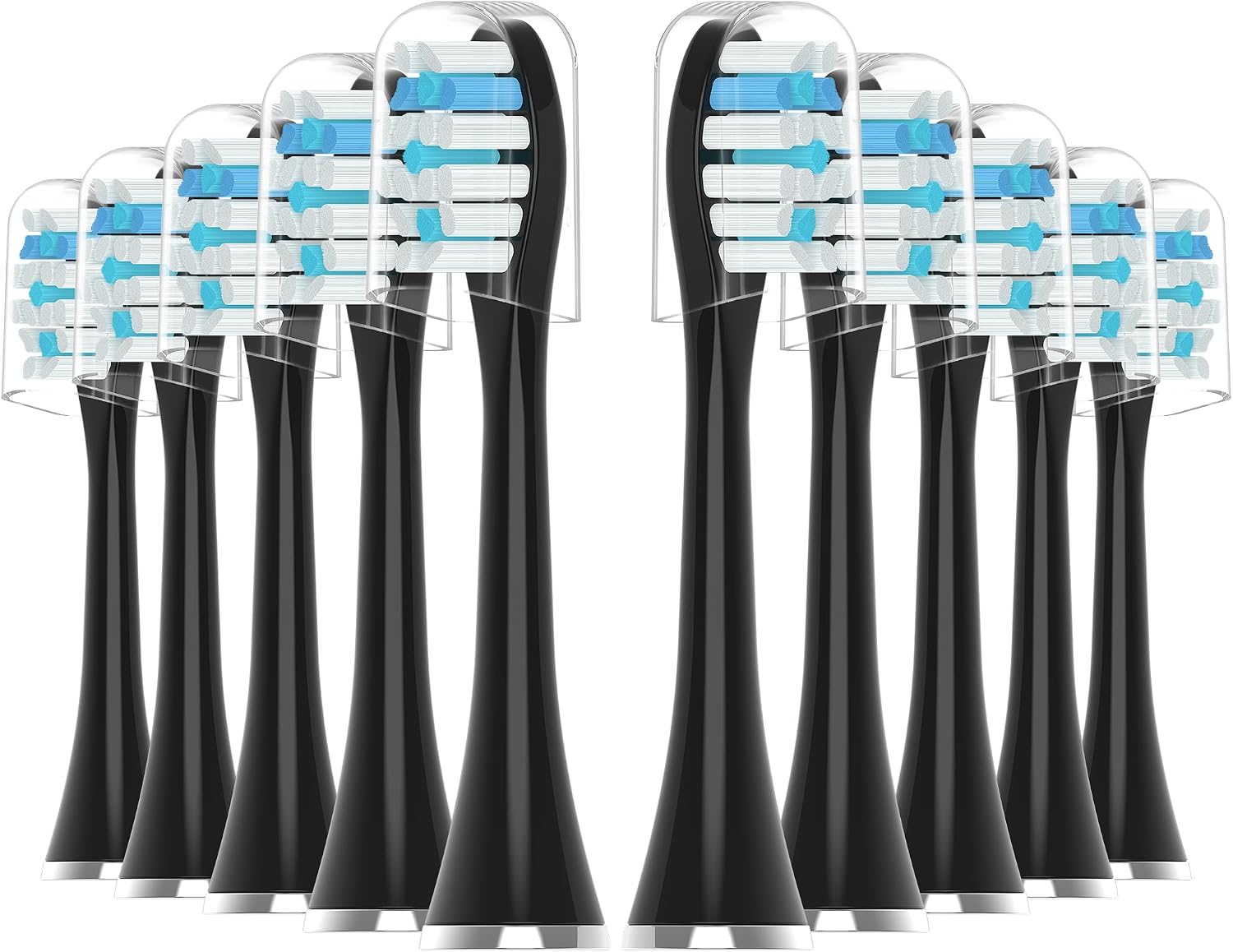 Replacement Toothbrush Heads 10 Pack Compatible with AquaSonic Black Series Vibe Series Black Series pro, and Duo Series pro Electric Toothbrush,Balck