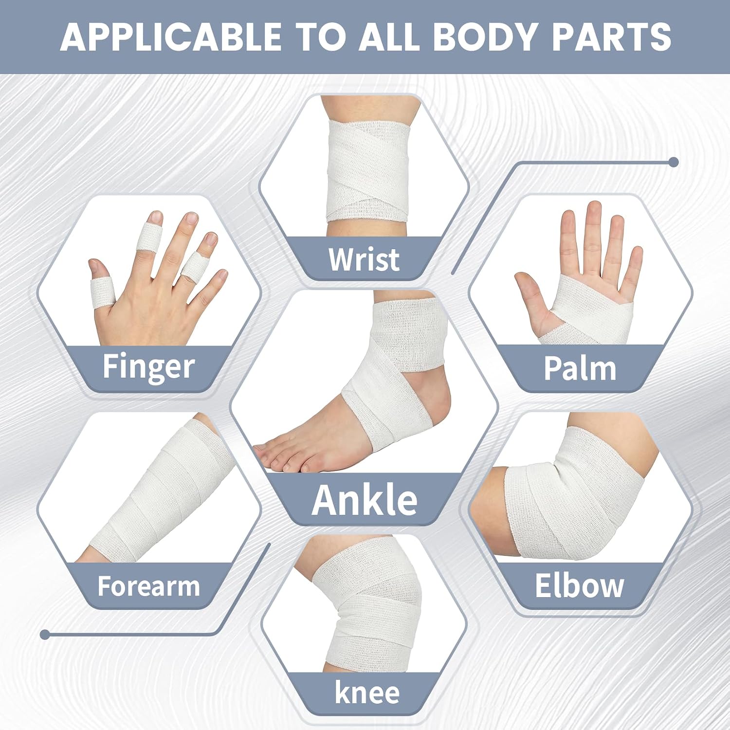 40 Pack Self Adhesive Bandage Wrap, 2 Inch Strong Compression Self Adherent Tape in White, Elastic Athletic Support for Wrist Ankle and Swelling Relief, Ideal for Wrist Ankle Thumb Support