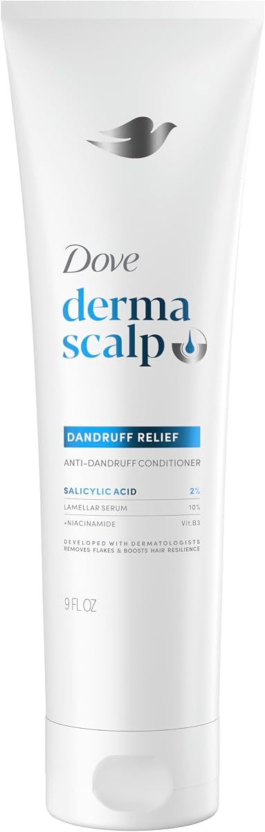 Derma Scalp Acondicionador para aliviar la caspa para escamas y cuero cabelludo seco 9 oz | El cuidado anticaspa hidrata y acondiciona el cabello y el cuero cabelludo secos con ácido salicílico, niacinamida, glicerina y suero laminar.